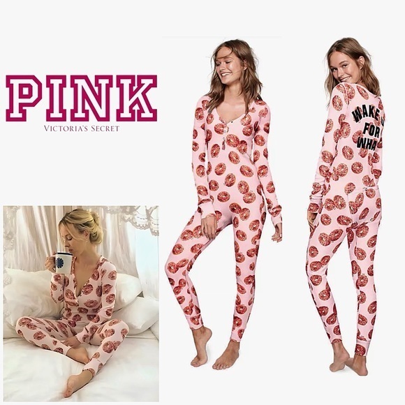 PINK Victoria's Secret Donut Print Pajama Set - Picture 1 of 11